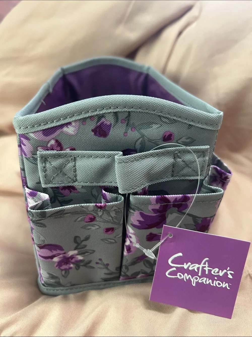 Crafter’s companion Floral Organizer Caddy in Sage Green and Purple Foldable New
